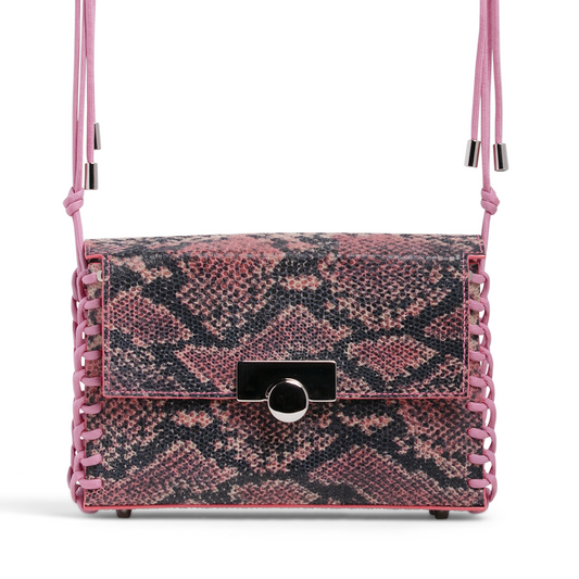 Frankie in pink snakeskin print leather